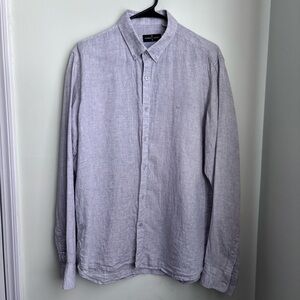 Roberto Verino Men’s 100% Linen Button Down Shirt gray euc